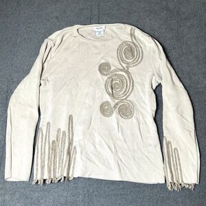 Guido Pisani Beige Merino Wool Blend Crew Sweater Womens Size Large